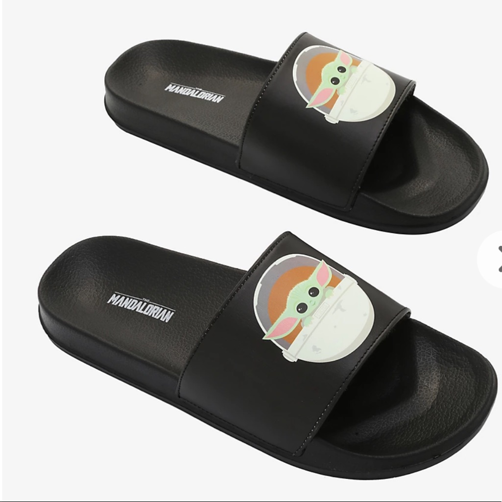 Baby Yoda Slides Black Sandals Mandalorian Slides Grogu Slides Comfy Slides